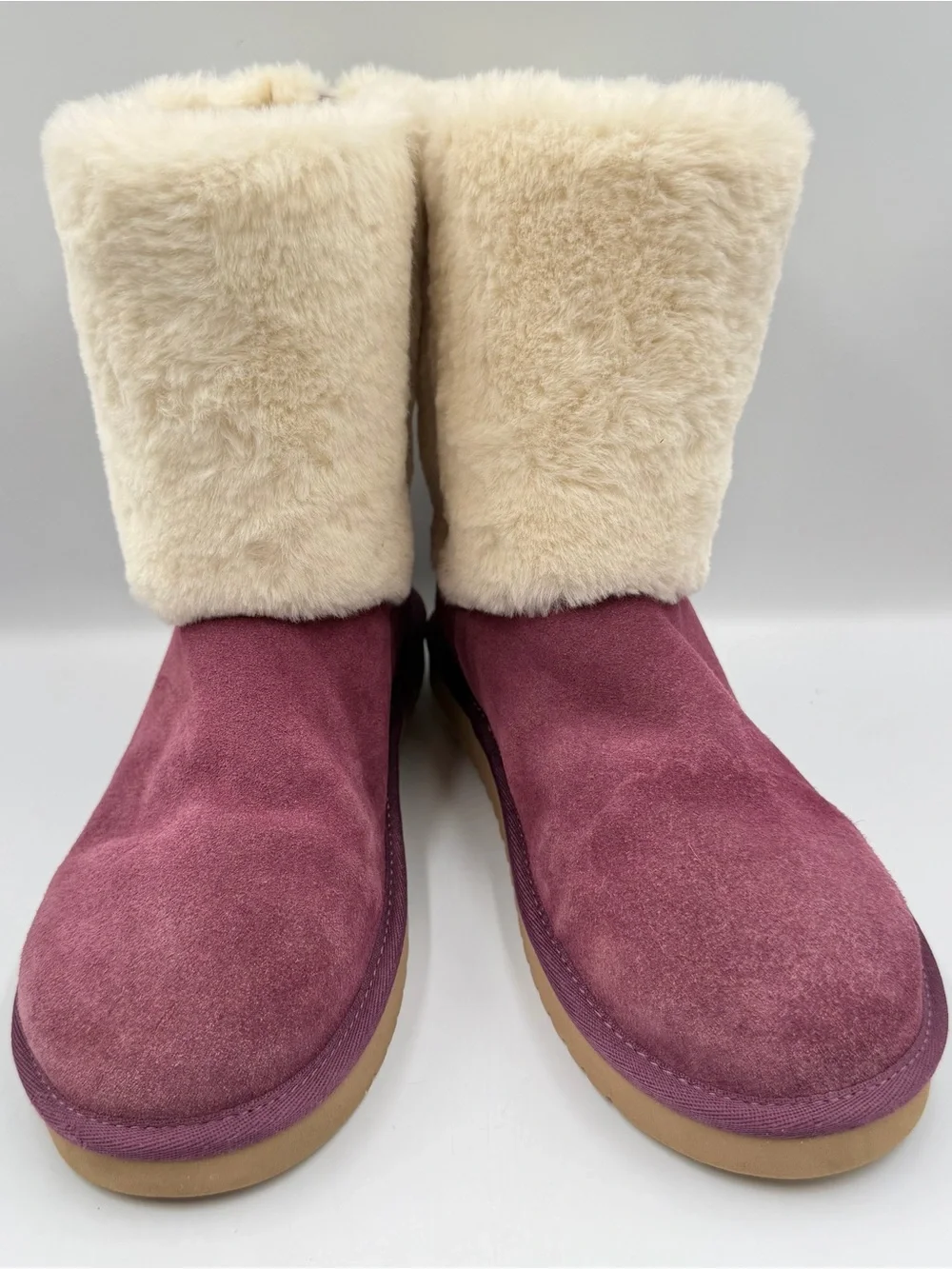 Koolaburra by UGG Aubrei Short Boot Plum Women 8-8.5 Size Tag Missing Faux Fur
